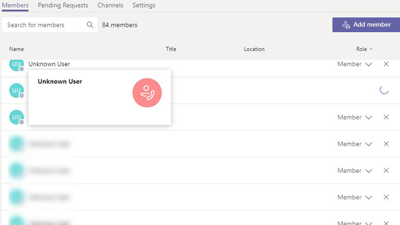 Lỗi kh&ocirc;ng xo&aacute; được người d&ugrave;ng trong Microsoft Teams